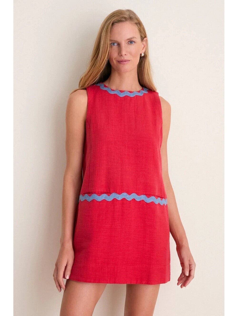 XXXL Tuckernuck Cherry Ric Rac Corby Shift Dress In Rococco Red - Picture 2 of 11